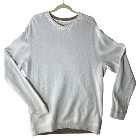 Roundtree & Yorke Sweater V Neck Mens Large Beige Cotton Pullover Vintage Preppy - Picture 1 of 9